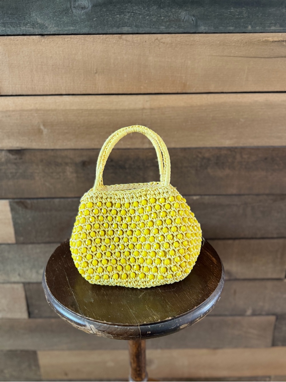 Vintage Yellow Beaded Raffia Handbag Made In Italy Barbra Lee Purse - Picture 11 of 11